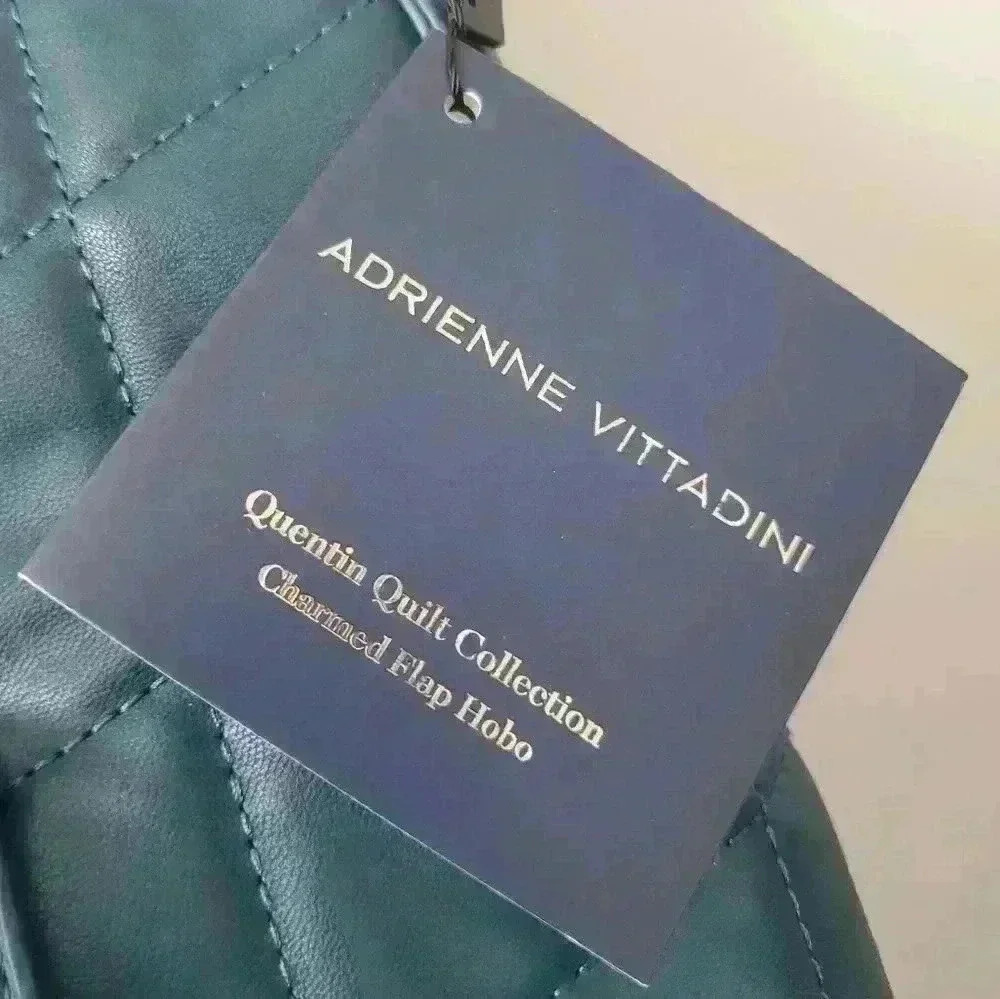 Adrienne Vittadani charmed flap hobo quilt teal purse - Picture 4 of 9